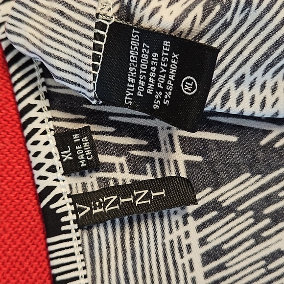 VENINI Black and white abstract static print 3/4 length sleeves XL tunic EUC - Picture 3 of 8